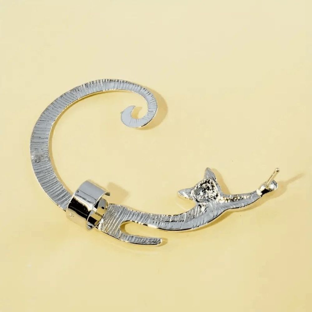 SILVER CAT EAR CRAWLER EAR JACKET EAR CUFF EAR HUGGER View 3